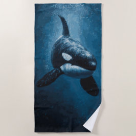 Majestätische Orca-Unterwasser-Ozean-Illustration Strandtuch