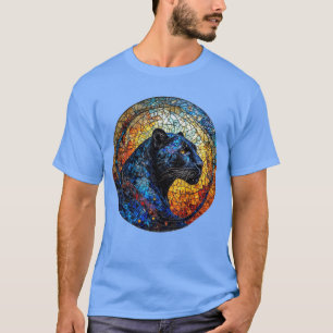 Majestätische Panther-Buntglas-Kunst T-Shirt