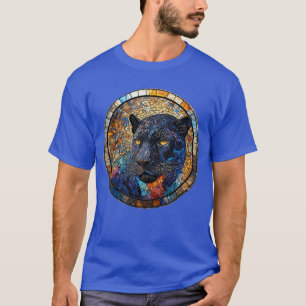 Majestätische Panther-Buntglas-Kunst T-Shirt