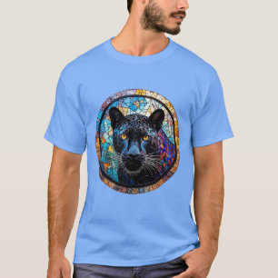Majestätische Panther-Buntglas-Kunst T-Shirt