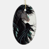 Majestätische Pferdeweihnachtsverzierung durch Keramik Ornament (Rechts)