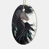 Majestätische Pferdeweihnachtsverzierung durch Keramik Ornament (Links)