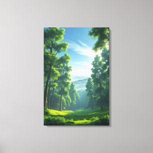 Majestätische Ruhe - Grüne Waldlandschaft Leinwanddruck