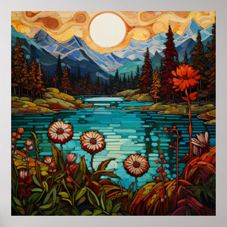 Majestätische Schneeberge und Ursprüngliches Alpin Poster