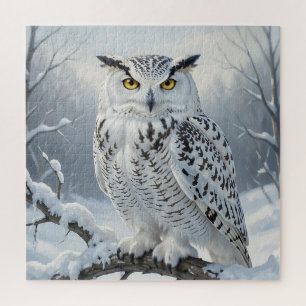 Majestätische Schneeeulen-Winterszene Puzzle