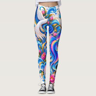 Majestätische Schwan- und Lotus-Kunst-Leggings Leggings