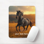 Majestätische Schwarze Hengst Herbstlandschaft Puz Mousepad (Mit Mouse)