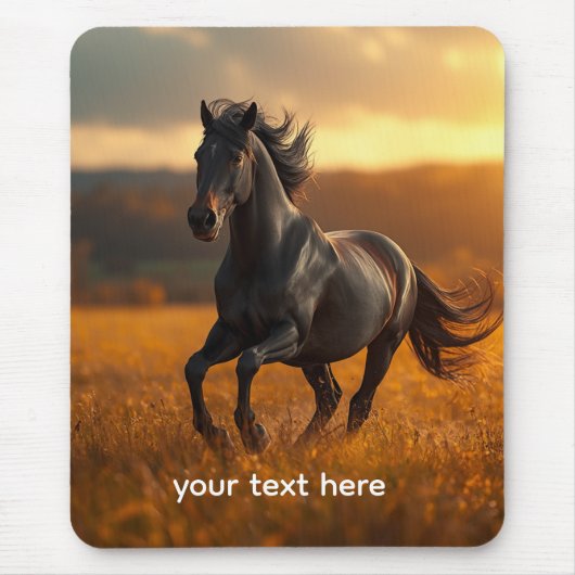 Majestätische Schwarze Hengst Herbstlandschaft Puz Mousepad (Vorne)