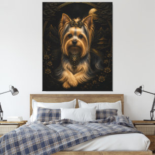 Majestätische Schwarzgold Yorkshire Terrier Fantas Leinwanddruck