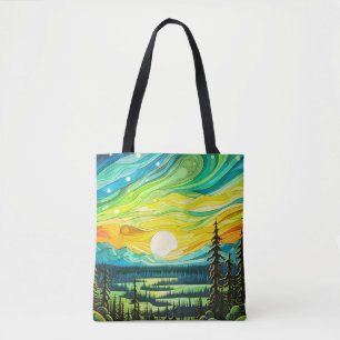 Majestätische Sonnenuntergangs-Abstract-Illustrati Tasche