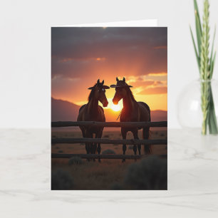 Majestätische Sonnenuntergangs-Pferde Karte