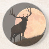 Majestätische Stier-Elch-und Vollmond-Aufstieg Sandstein Untersetzer (Vorne)