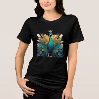 Majestätische Vollpeacock-Darstellung – Frauen Kun Tri-Blend Shirt