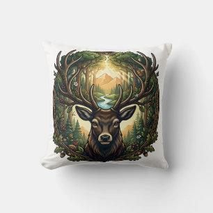 Majestätische Waldhirsch-Natur-Wildlife-Kunst Kissen