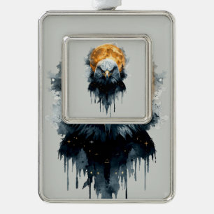 Majestätische Wasserfarben-Mond-Wasserwildnis-Kuns Rahmen-Ornament Silber