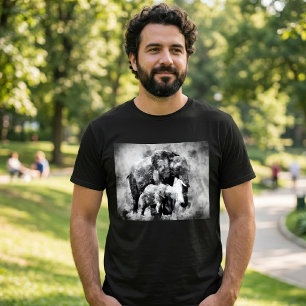 Majestätische weibliche afrikanische Elefanten mit T-Shirt