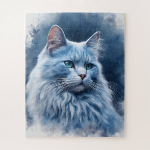 Majestätische weiße Katze mit blauen Augen – Elega Puzzle