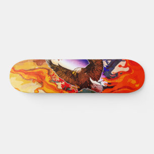 Majestätische Weißkopfseeadler-Flammen-Freiheitsku Skateboard