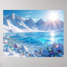 Majestätische Winterlandschaft der Ozeanwellen Poster