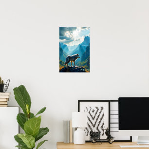 Majestätische Wolf Berg Kunst Poster
