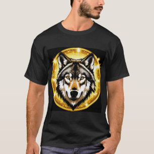 Majestätische Wolf-Illustration mit goldenen Stern T-Shirt