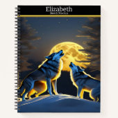 Majestätische Wölfe heulen in einer sonnigen Mondn Notizblock (Vorderseite)