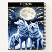 Majestätische Wölfe heulen unter einem hellen Mond Notizblock (Rückseite)