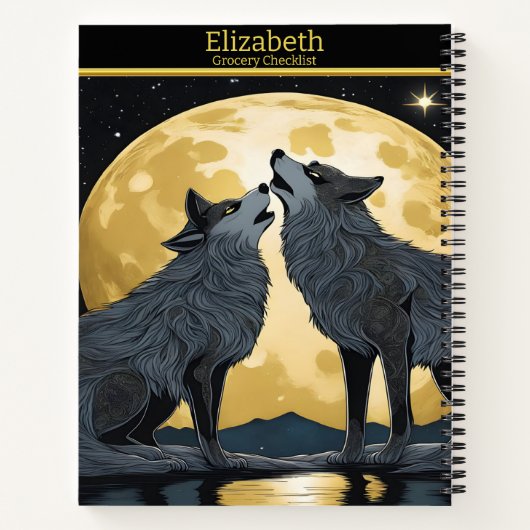 Majestätische Wölfe serenden leuchtendes Mondlicht Notizblock (Rückseite)