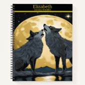 Majestätische Wölfe serenden leuchtendes Mondlicht Notizblock (Vorderseite)