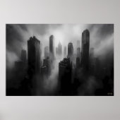 Majestätische Wolkenkratzer, die sich in einen dra Poster (Vorne)