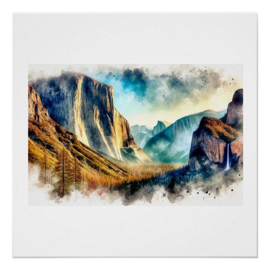 Majestätische Yosemite-Landschaft, Poster (Vorderseite)