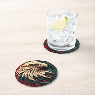 Majestätischer Adler erhebt sich aus Kreisform  Runder Pappuntersetzer