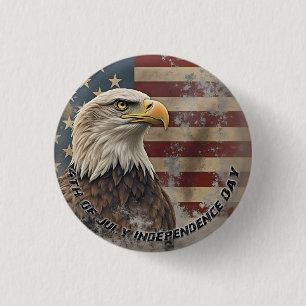 Majestätischer Adler und Flagge – Geist der Freihe Button