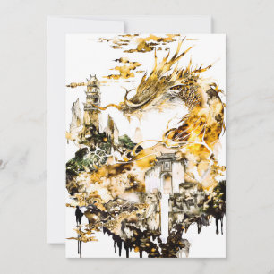 Majestätischer asiatischer Mythologie-Drache Tempe Feiertagskarte