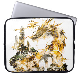 Majestätischer asiatischer Mythologie-Drache Tempe Laptopschutzhülle
