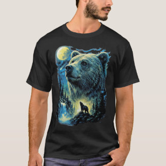 Majestätischer Bär unter Mondlicht-Wildtierkunst T-Shirt