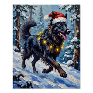 Majestätischer Belgischer Schäferhund Schnee Wald  Poster