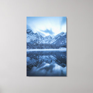 Majestätischer Berg Mangart Reflektion Fuskersee Leinwanddruck