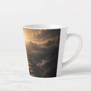 Majestätischer Bergsonnenuntergangs-Landschaft-Lat Milchtasse