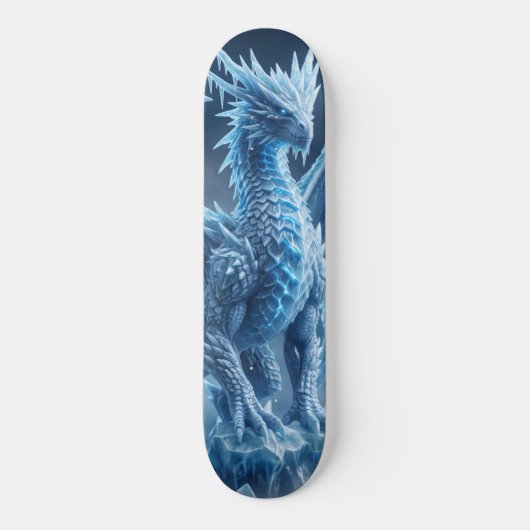 Majestätischer blauer Eisdrache Skateboard (Vorderseite)