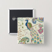 Majestätischer blauer Pfau Button (Vorne & Hinten)