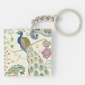 Majestätischer blauer Pfau Schlüsselanhänger (Rückseite)