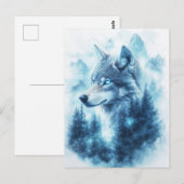 Majestätischer blauer Wolf und Winterberg Postkarte (Vorne/Hinten)