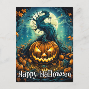 Majestätischer Böser Frohes Halloween Kürbis Postkarte