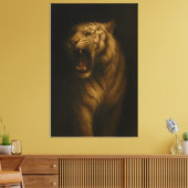 Majestätischer brüllender Weißer Tiger – Fine Art  Leinwanddruck (Insitu (Wohnzimmer))