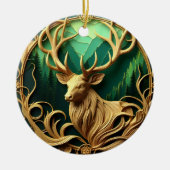 Majestätischer Buck, der in einen ruhigen Wald hin Keramik Ornament (Vorne)