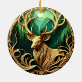 Majestätischer Buck, der in einen ruhigen Wald hin Keramik Ornament (Hinten)