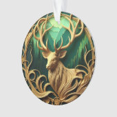 Majestätischer Buck, der in einen ruhigen Wald hin Ornament (Vorderseite)