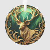 Majestätischer Buck, der in einen ruhigen Wald hin Ornament (Rückseite)