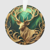 Majestätischer Buck, der in einen ruhigen Wald hin Ornament (Vorderseite)